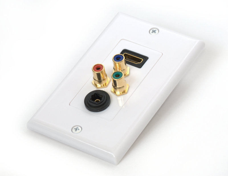 HDMI | 3 RCA component | Toslink Wall Plate - Coupler Type